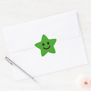 Schattig groen glimlachend gezicht klassiek ster sticker