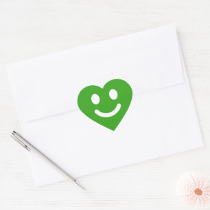 Schattig groen glimlachend gezicht klassieker hart sticker