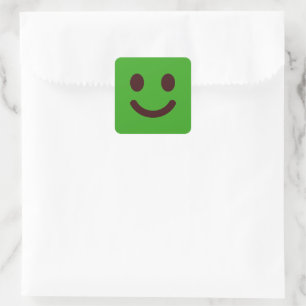 Schattig groen glimlachend gezicht klassieker vierkante sticker