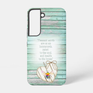 Schattig Groen Houten Hart Regenboog Bij Schrift Samsung Galaxy Hoesje