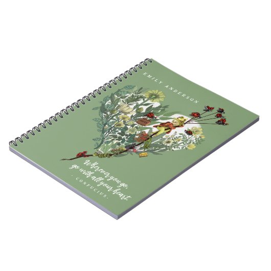Schattig groen lieveheersbeestje inspirerend avont notitieboek (Linkerzijde)