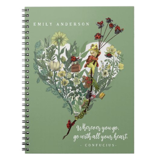 Schattig groen lieveheersbeestje inspirerend avont notitieboek (Voorkant)