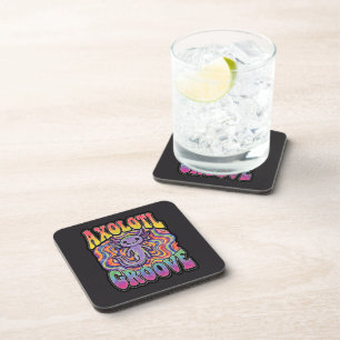 Schattig Groovy Hippie Axolotl Retro 70s Regenboog Bier Onderzetter