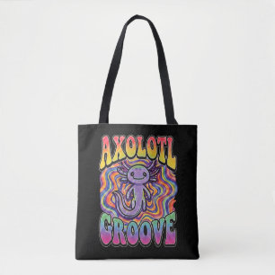 Schattig Groovy Hippie Axolotl Retro 70s Regenboog Draagtas