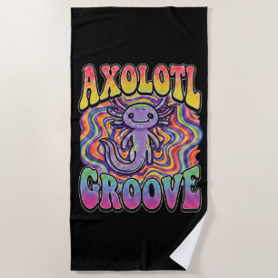 Schattig Groovy Hippie Axolotl Retro 70s Regenboog Strandlaken