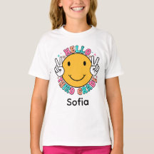 Schattig Groovy Smiley Face Hallo Derde Leerjaar T