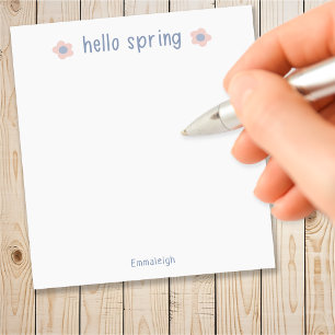 Schattig Hallo Lente Bloemstuk Aangepaste Initiale Notitieblok