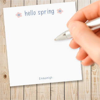 Schattig Hallo Lente Bloemstuk Aangepaste Initiale Notitieblok