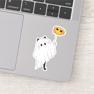 Schattig Halloween Boo met een Pompoen Ballon Sticker
