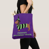 Schattig Halloween Dachshund Dog Witch Costume Draagtas (Dichtbij)