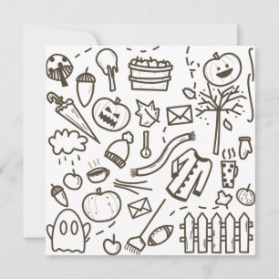 Schattig Halloween Doodle Naadloos Patroon, Hallow Feestdagenkaart