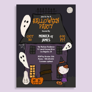 Schattig Halloween-feest Spokenhuis Kaart