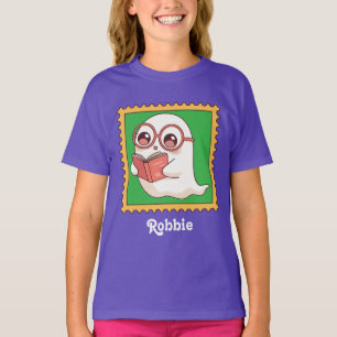 Schattig Halloween Geest Boek Lezer Kinderen T-shirt
