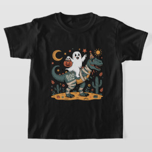 Schattig Halloween, Geest op Mummie T-Rex met Pomp T-shirt