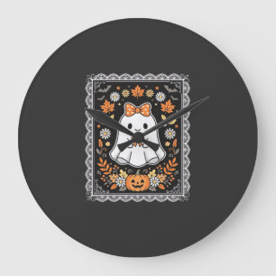 Schattig Halloween Geest Pompoen Bloem T-Shirt Ont Grote Klok