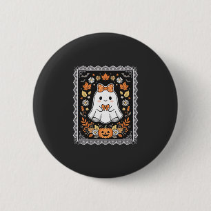 Schattig Halloween Geest Pompoen Bloem T-Shirt Ont Ronde Button 5,7 Cm