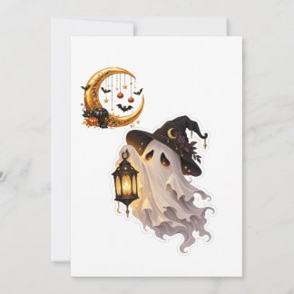 Schattig Halloween Geest Stick– Griezelige Pompoen Kaart