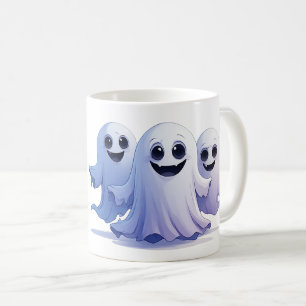Schattig Halloween Geest Trio Met Vriendelijke Gli Koffiemok
