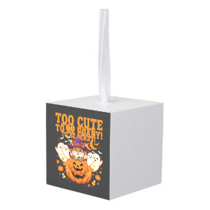 Schattig Halloween Hamster Pompoen Spook Ontwerp_1 Kubus Ornament