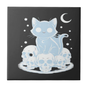 Schattig Halloween Kitten Kat Gotische Essentiële Tegeltje