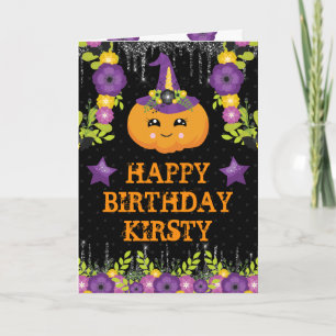 Schattig Halloween pompoen bloemig gelukkig verjaa Kaart