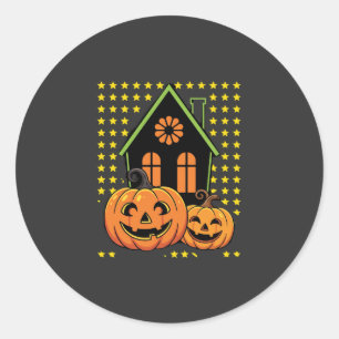 Schattig Halloween Pompoen Spoken Huis Ster Ronde Sticker