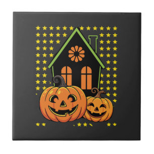 Schattig Halloween Pompoen Spoken Huis Ster Tegeltje