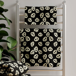 Schattig Halloween Schedel Patroon Zwart Cream Spo Bad Handdoek