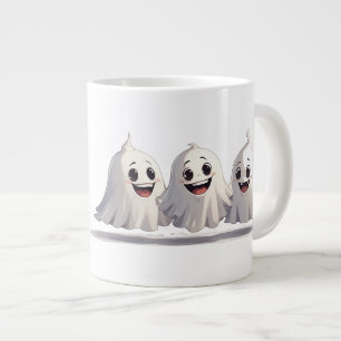 Schattig Halloween-spook met vriendelijke glimlach Extra Grote Beker