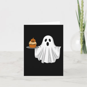 Schattig Halloween-spookje met pompoencupcakezak Kaart