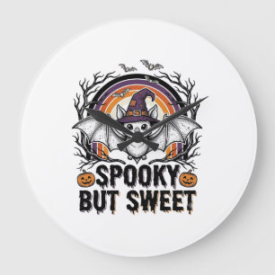 Schattig Halloween Vleermuis Vintage Gravure Griez Grote Klok