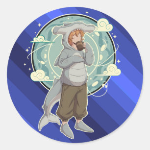 Schattig hamerhaaidjongens kunstwerk ronde sticker