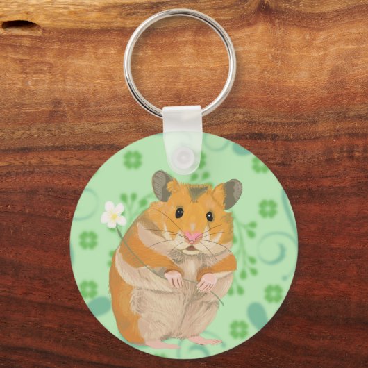 Schattig hamstertje met een bloem sleutelhanger (Achterkant)