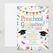 Schattig Hand-getrokken Ontwerp Preschool Afstuder Kaart (Voorkant / Achterkant)