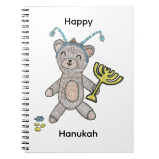 Schattig Happy Hanukkah teddybeer spiraalgebonden  Notitieboek