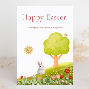 Schattig Happy Pasen Konijn Lente Zonneschijn Feestdagen Kaart