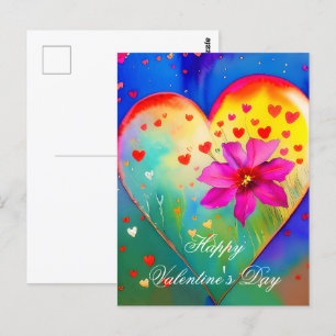 Schattig hart en bloem valentijn briefkaart