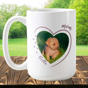 Schattig Hart Foto Pootafdrukken Hond Kat Moeder Koffiemok