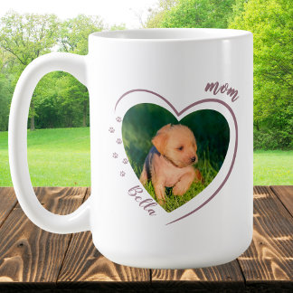 Schattig Hart Foto Pootafdrukken Hond Kat Moeder Koffiemok