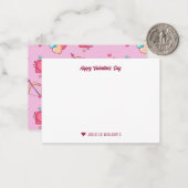 Schattig Hart Patroon Cupido Boog Pijl Valentijnsd Notitiekaartje (Voorkant / Achterkant in situ)