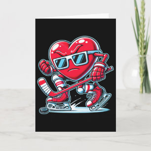 Schattig hart speelt ijshockey Valentijnsdag Manne Kaart