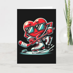 Schattig hart speelt ijshockey Valentijnsdag Manne Kaart