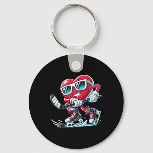 Schattig hart speelt ijshockey Valentijnsdag manne Sleutelhanger