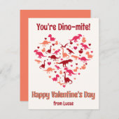 Schattig Hart van Dinosaurussen Kinderklas Valenti Feestdagenkaart (Voorkant / Achterkant)