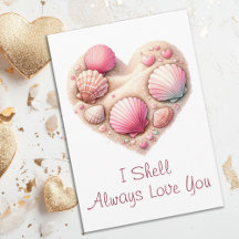 Schattig Hart van Schelpen Strand Liefde Valentijn