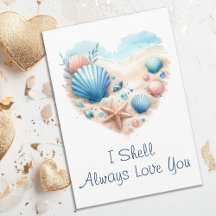 Schattig Hart van Schelpen Strand Liefde Valentijn