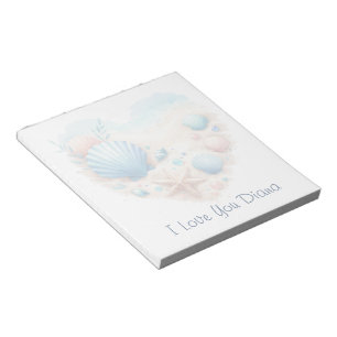 Schattig Hart Van Zeeschelpen Strand Liefde Valent Notitieblok