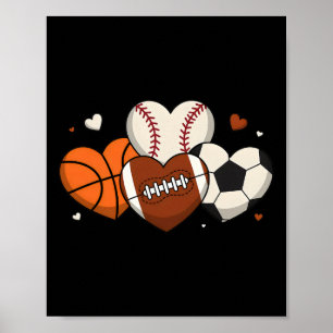 Schattig Hart Verkoop Sketll Voetbal Fan Valentijn Poster