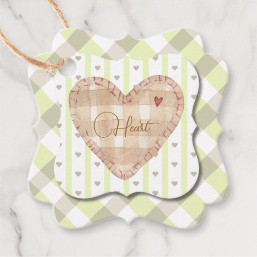 Schattig hartpatroon Modern Valentijn Groen Bedankjes Labels (Voorkant)