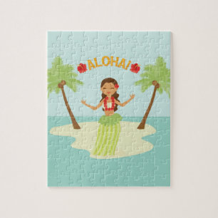 Schattig Hawaiiaans Luau Hula Meisje Puzzel